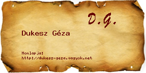 Dukesz Géza névjegykártya